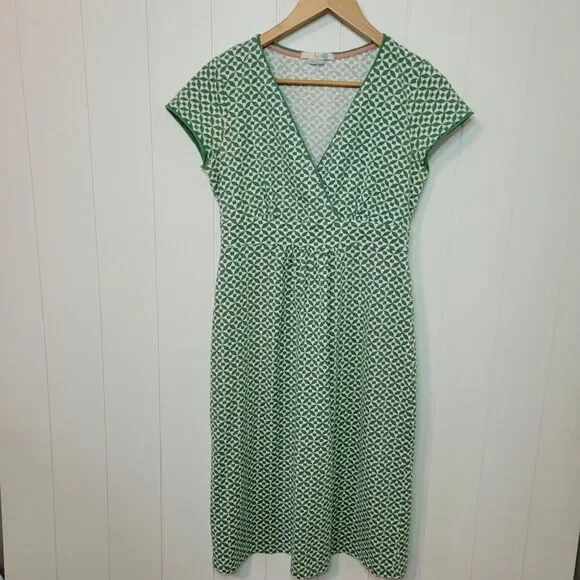Boden | Dresses | Boden Day Dress Wh98 Womens Size 4r Green White Jersey  Knit Stretch Summer | Poshmark